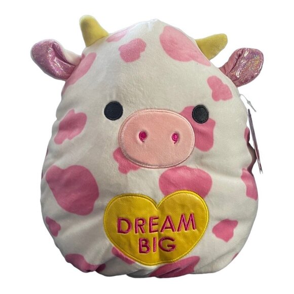 NWT Squishmallow EVANGELICA Cow 12" Pink Spotted Valentines 2023 Dream Big - Picture 1 of 4